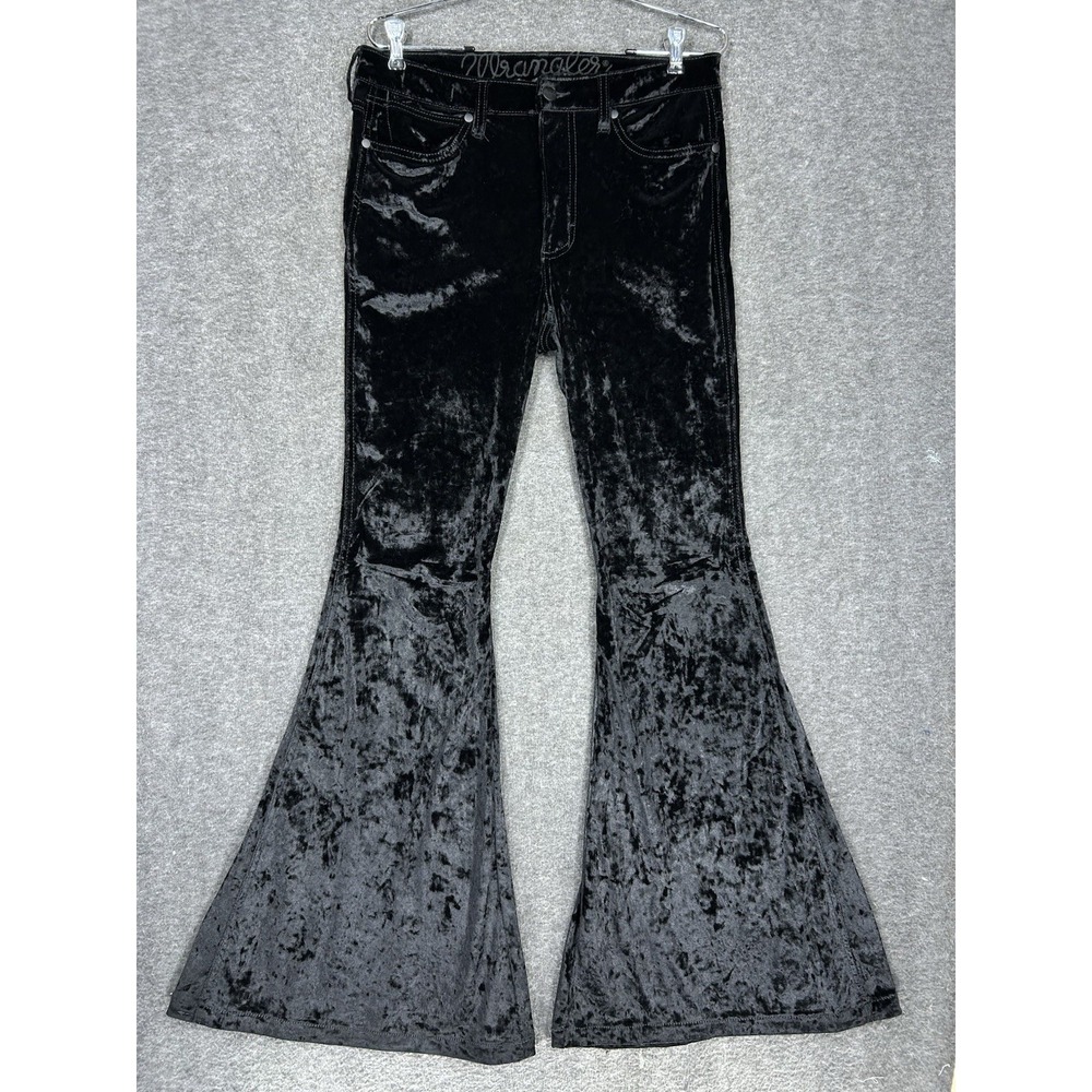 Wrangler Retro Velvet Flare Pants 29x34 (fits 31x33) Black High Rise Bell Bottom